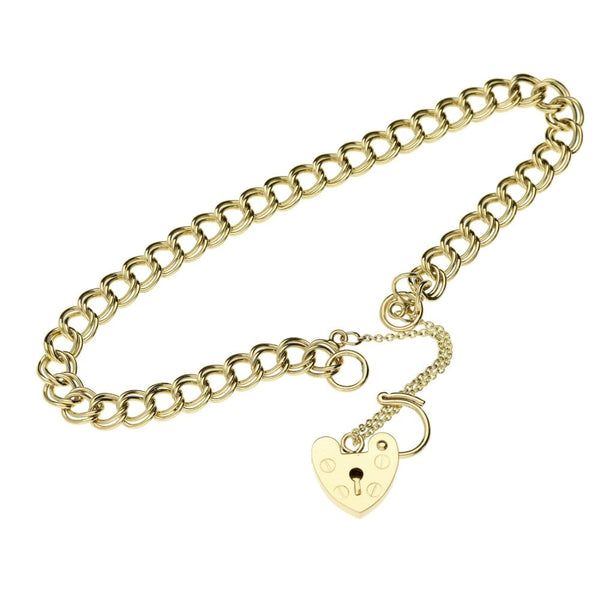 9ct Yellow Gold Ladies Double Curb Bracelet- 7.4g