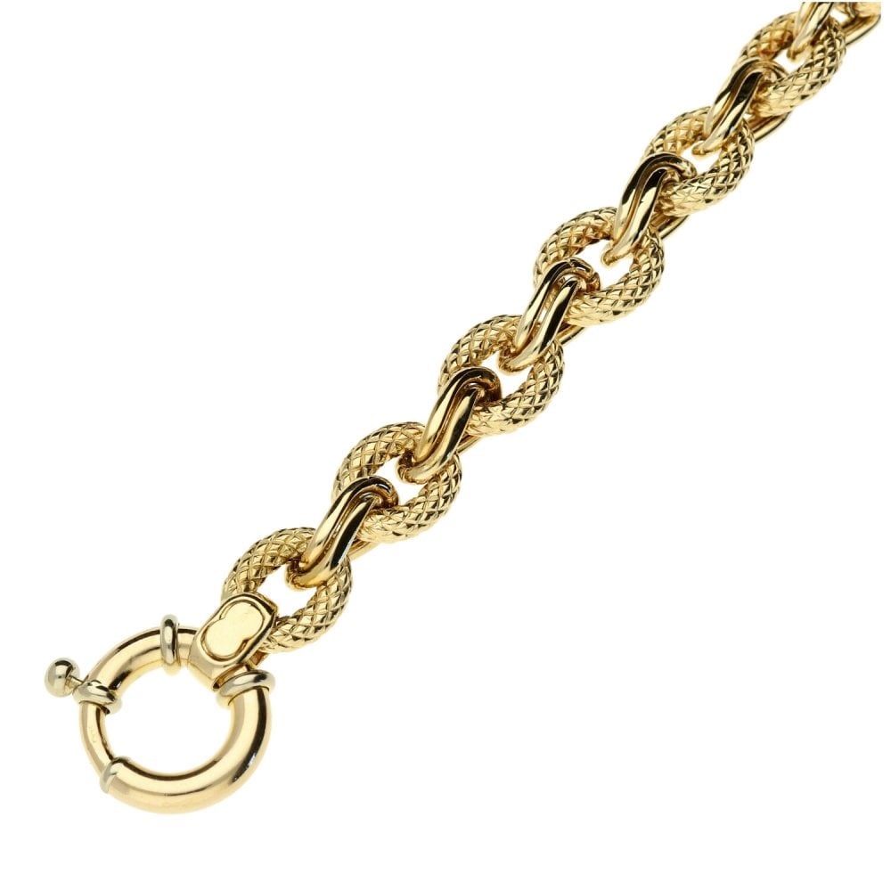 9ct Yellow Gold Hollow Fancy Curb Bracelet -16.0g