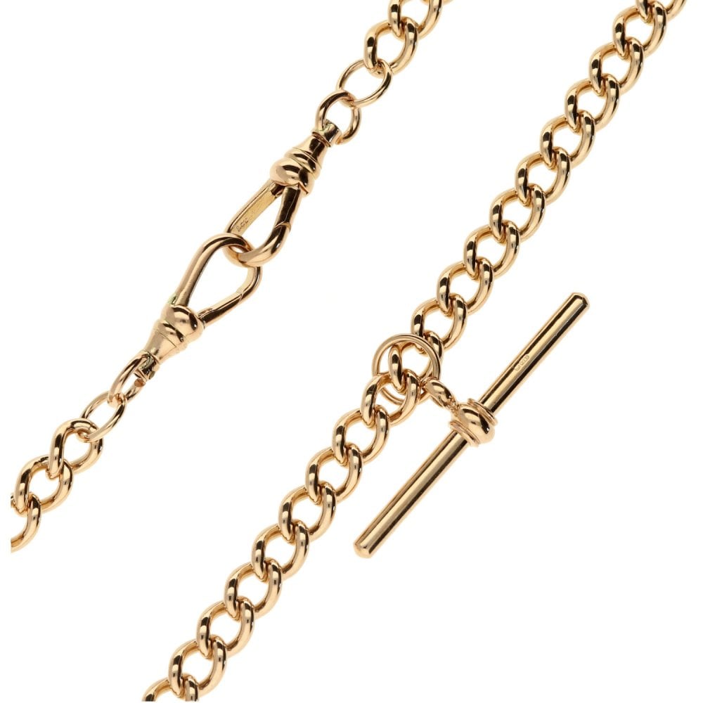 Rose Gold 9ct Double Albert Chain & T-Bar Pendant