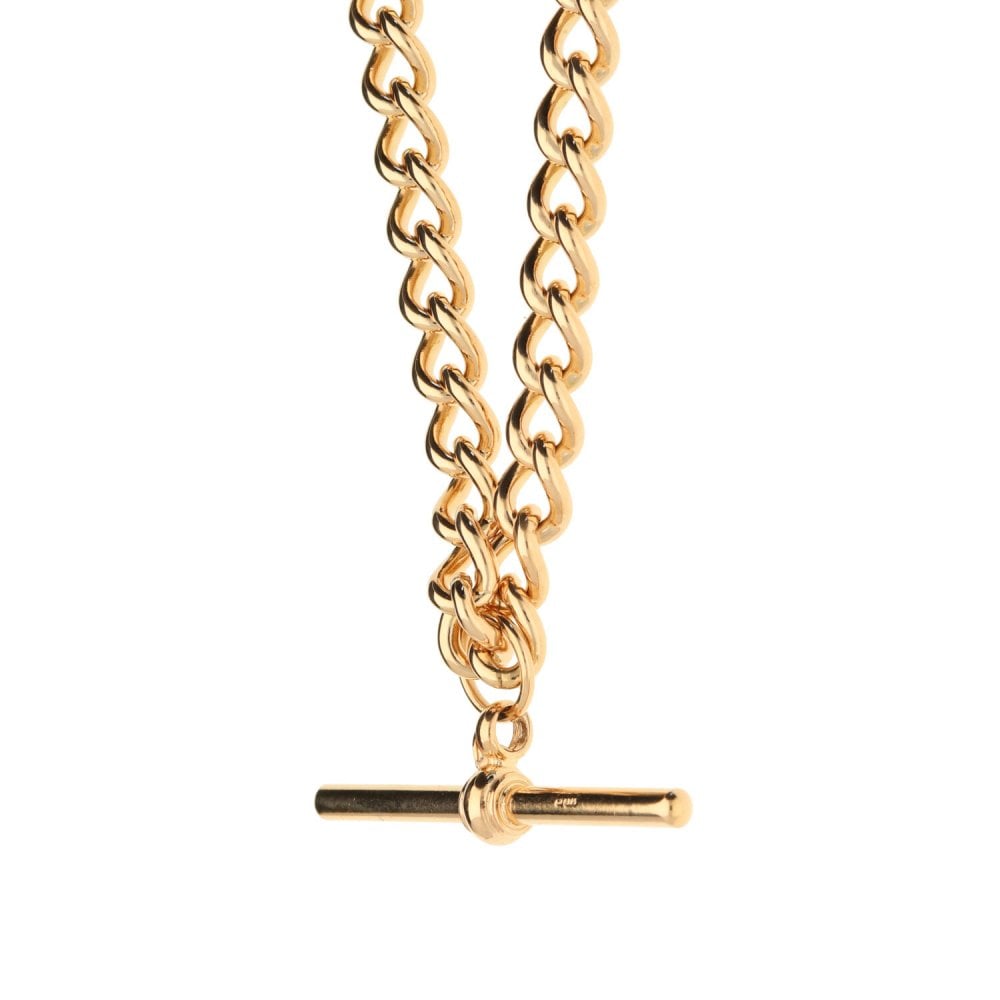 Rose Gold 9ct Double Albert Chain & T-Bar Pendant