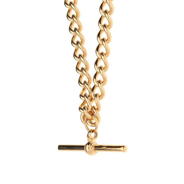 Rose Gold 9ct Double Albert Chain & T-Bar Pendant