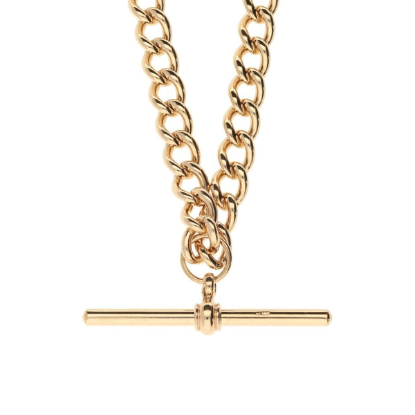 Rose Gold 9ct Double Albert Chain & T-Bar Pendant