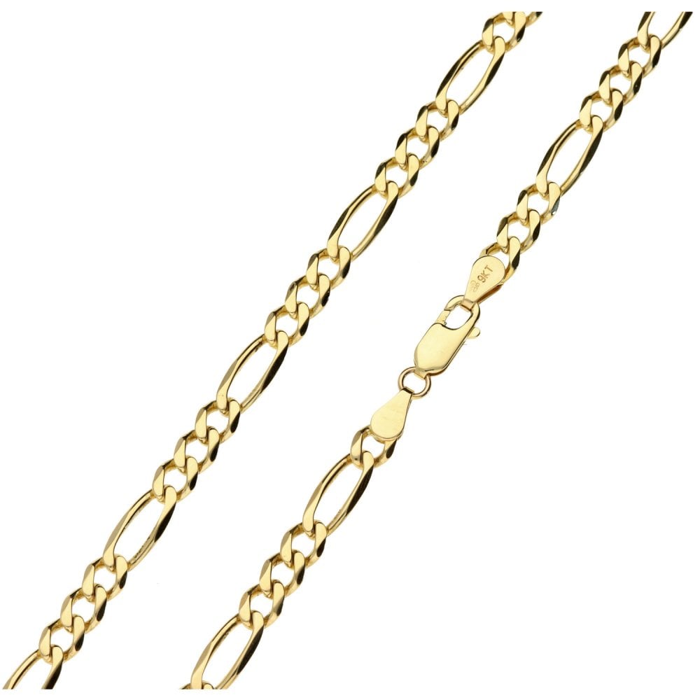 9ct Yellow Gold Ladies Figaro Chain - 18" - 15.2g