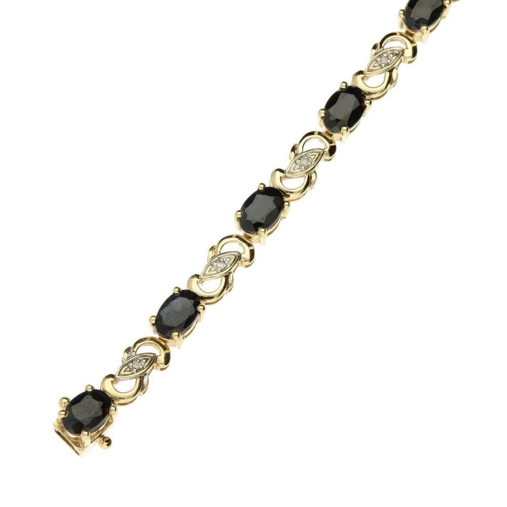 9ct Yellow Gold Sapphire & Diamond Bracelet