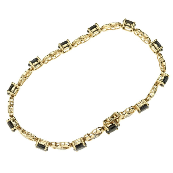 9ct Yellow Gold Sapphire & Diamond Bracelet