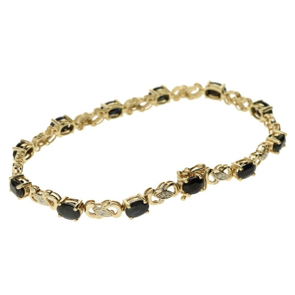 9ct Yellow Gold Sapphire & Diamond Bracelet