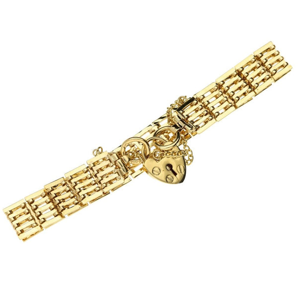 9ct Yellow Gold Ladies Gate Bracelet -7"