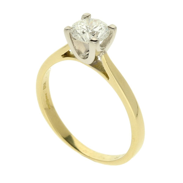 18ct Yellow Gold Ladies Diamond Solitaire Ring - Size M
