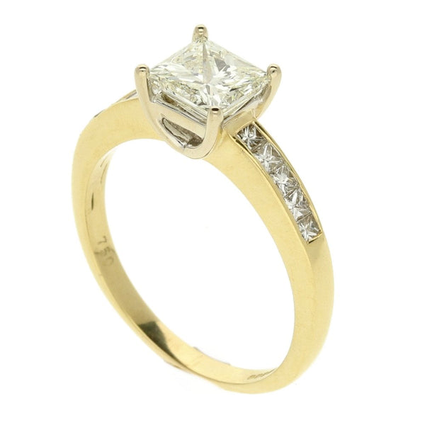 18ct Yellow Gold Princess Cut Diamond Solitaire