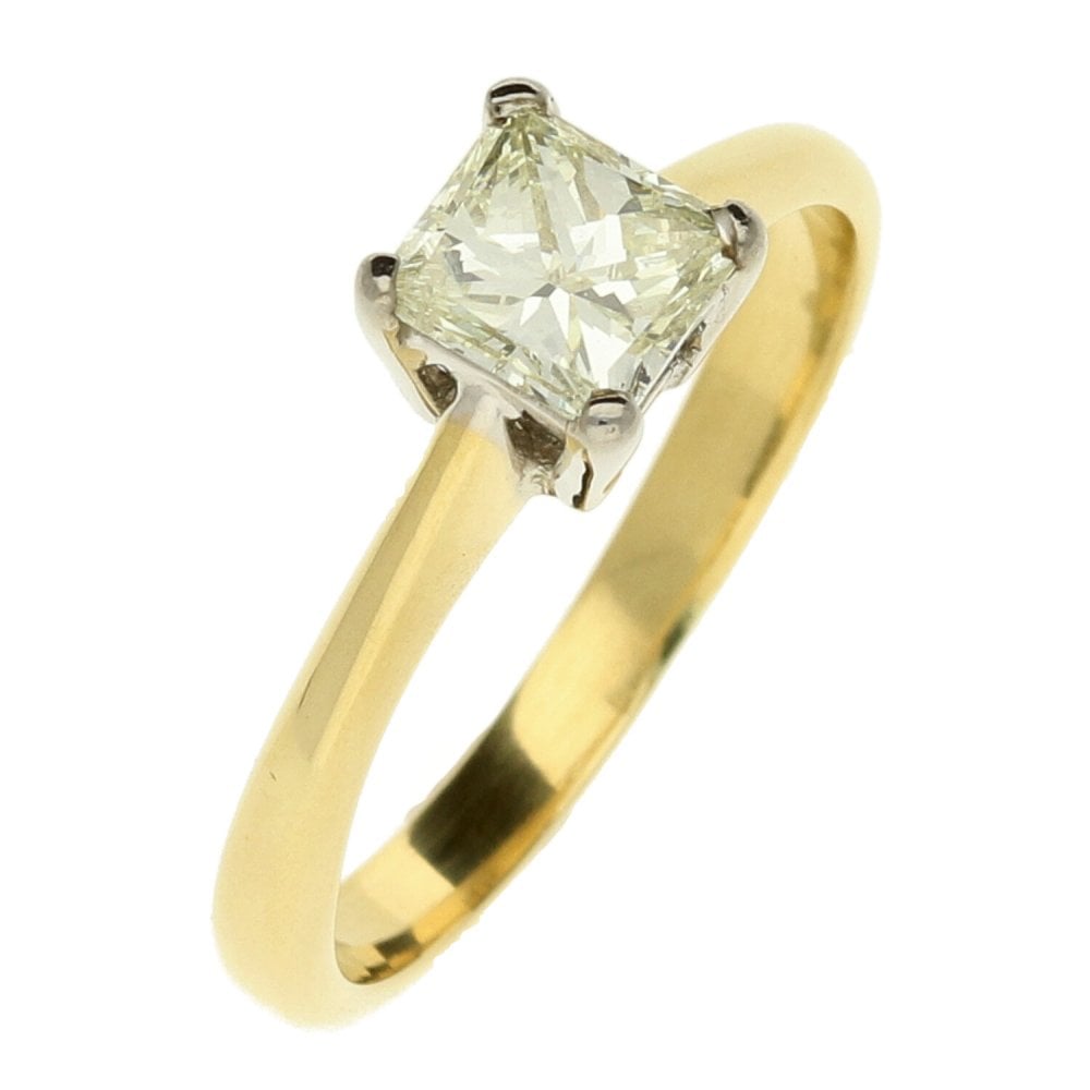18ct Yellow Gold Ladies Diamond Solitaire Ring - Size M