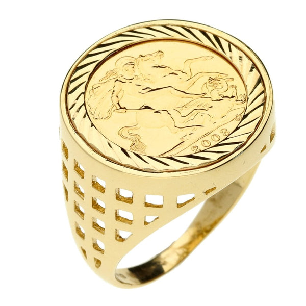 Half Sovereign Yellow Gold Coin Ring