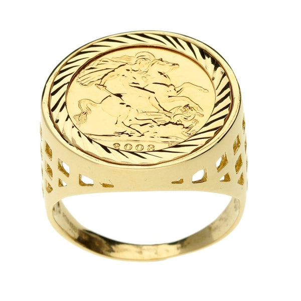Half Sovereign Yellow Gold Coin Ring