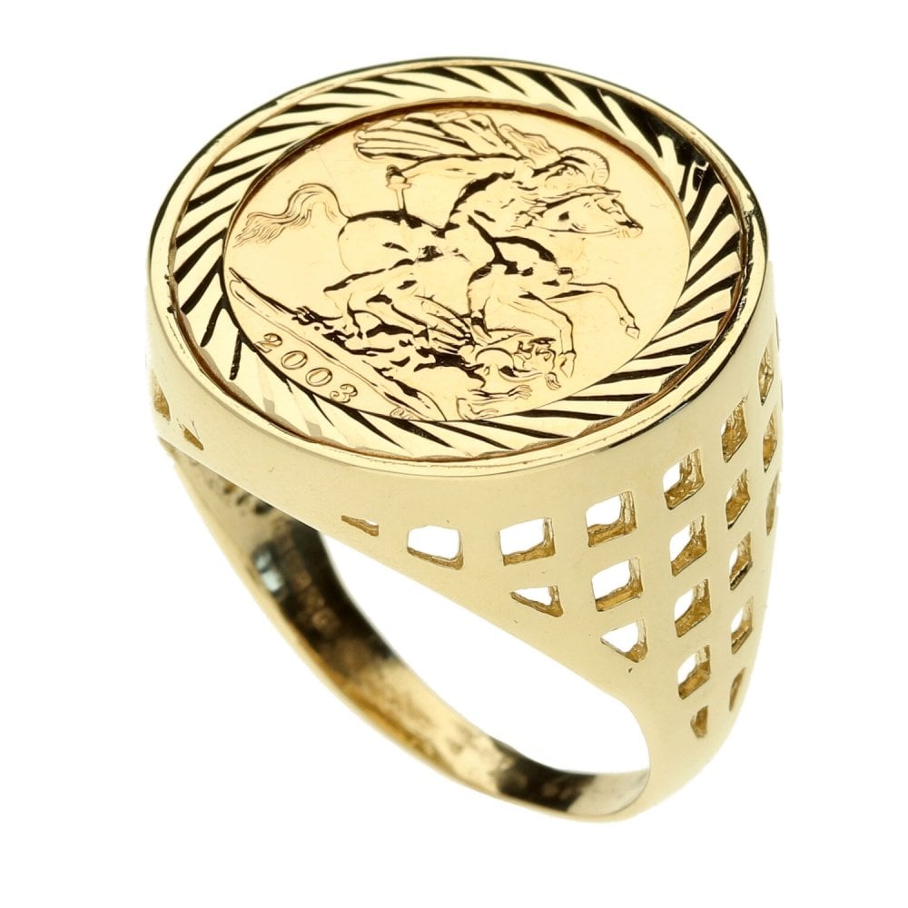 Half Sovereign Yellow Gold Coin Ring