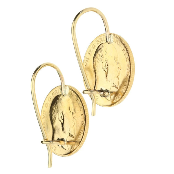 Gold 1907/1908 Half Sovereign Coin Earrings