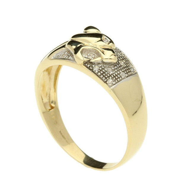 9ct Yellow Gold Gents Leopard Head Ring