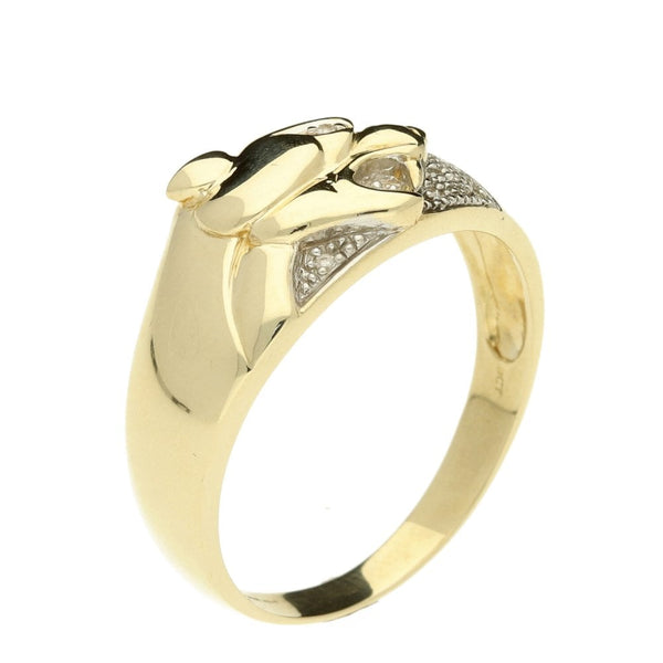 9ct Yellow Gold Gents Leopard Head Ring