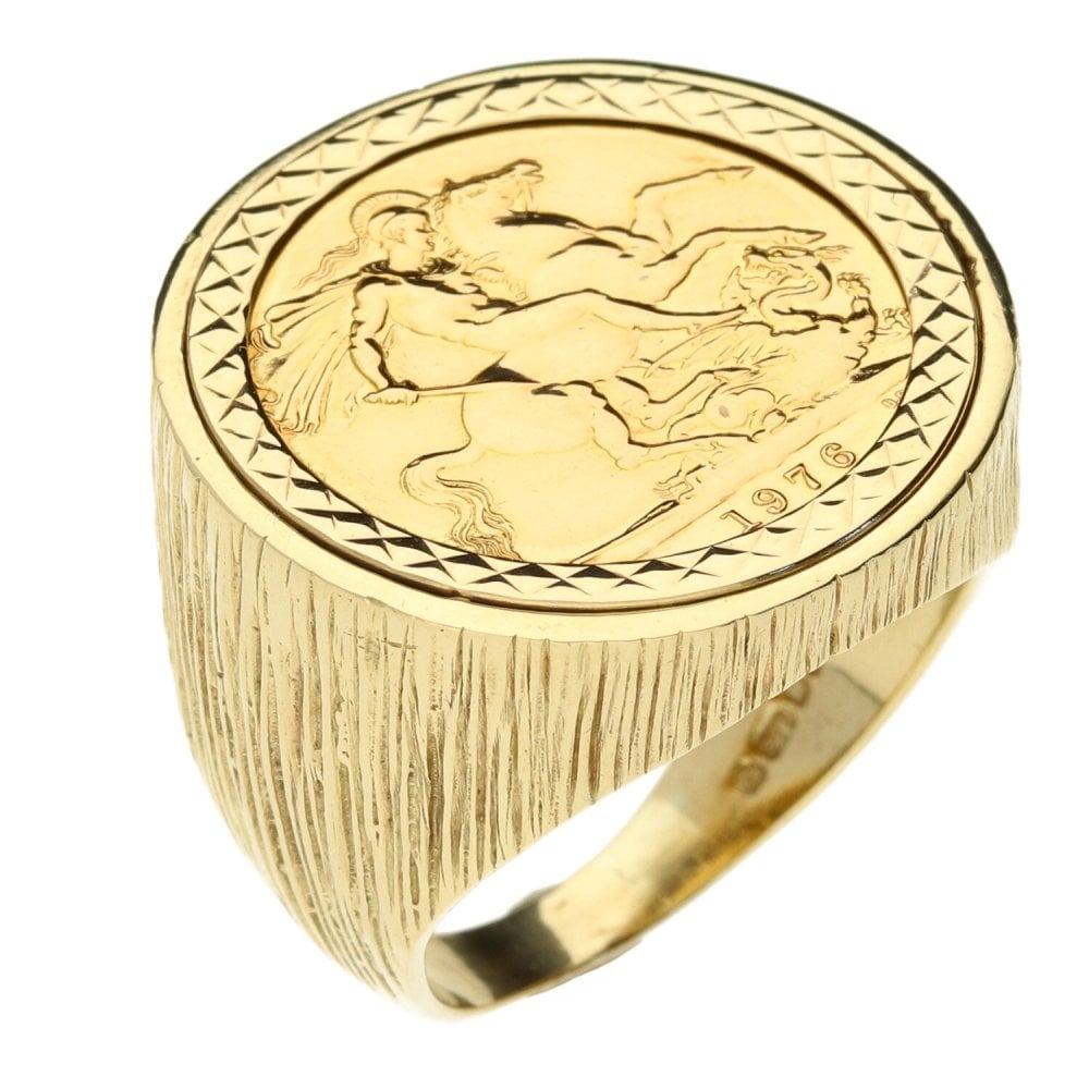 Full Sovereign Yellow Gold Coin Ring - Size U