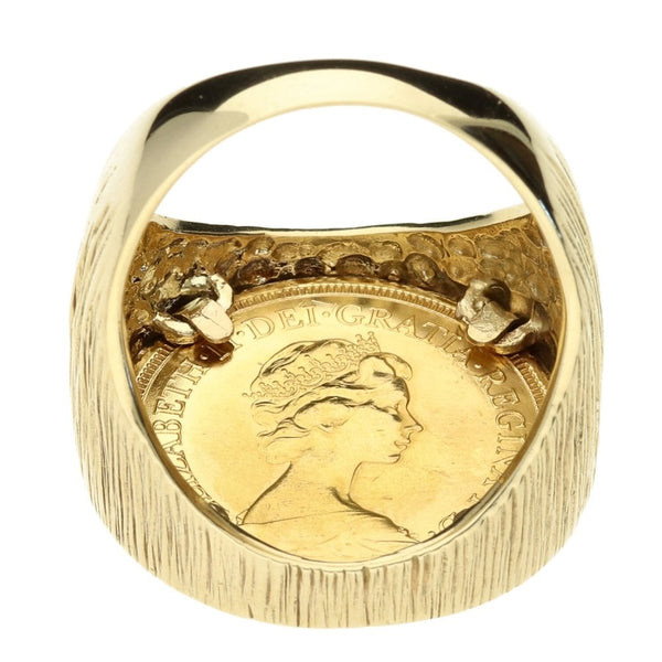 Full Sovereign Yellow Gold Coin Ring - Size U