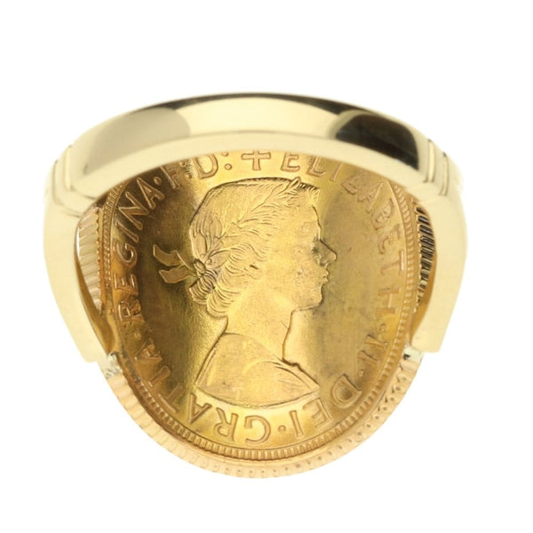 Full Sovereign Yellow Gold Bent Over Ring - Size Q½