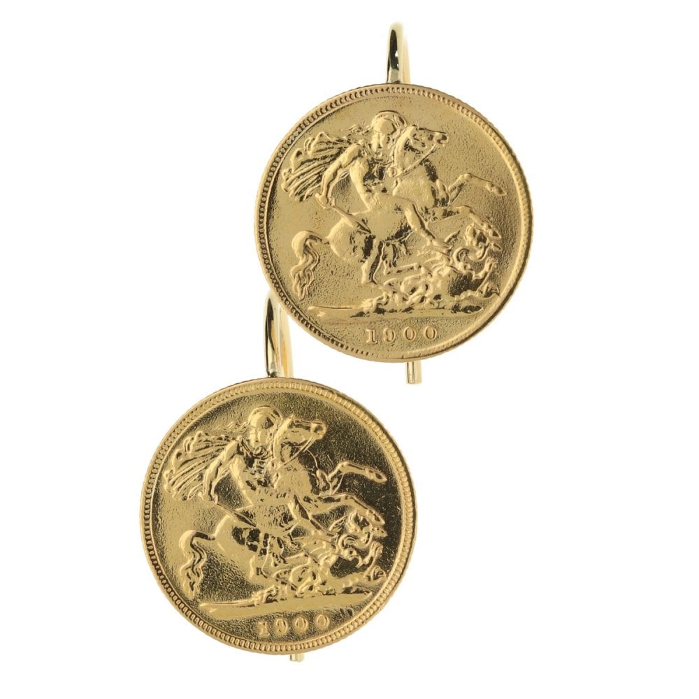 1900 Half Sovereign Yellow Gold Earrings