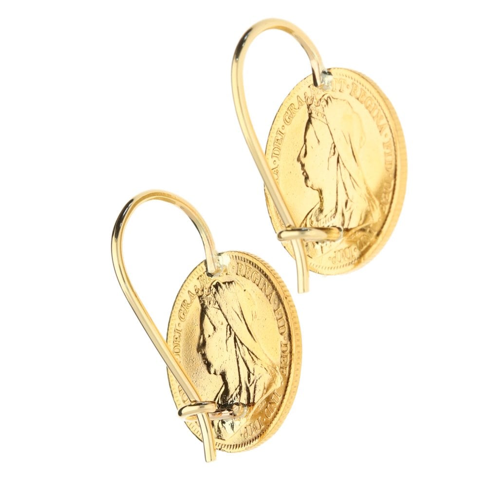 1900 Half Sovereign Yellow Gold Earrings