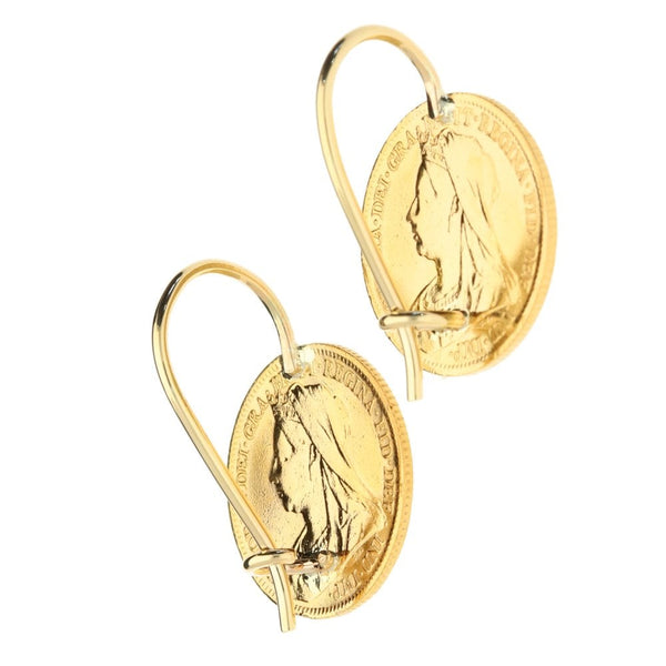 1900 Half Sovereign Yellow Gold Earrings