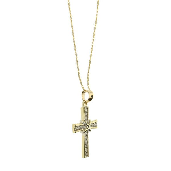 9ct Yellow Gold Chain & Diamond Cross