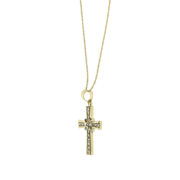 9ct Yellow Gold Chain & Diamond Cross