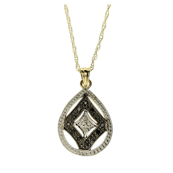 9ct Yellow Gold Chain And Black Diamond Pendent