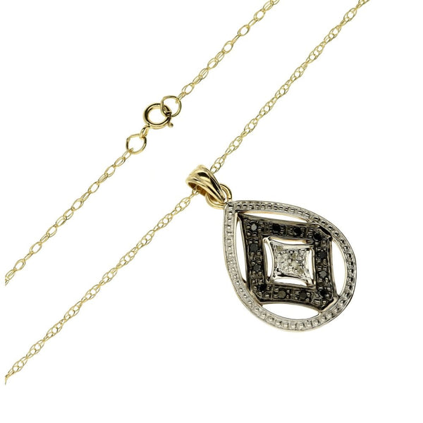9ct Yellow Gold Chain And Black Diamond Pendent