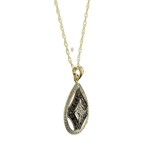9ct Yellow Gold Chain And Black Diamond Pendent