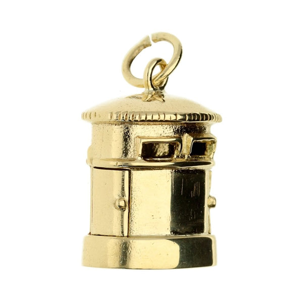 9ct Yellow Gold Pillar Box Charm - 16x17x10mm - 6.7g
