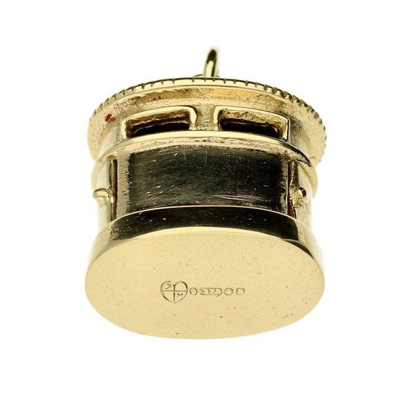 9ct Yellow Gold Pillar Box Charm - 16x17x10mm - 6.7g