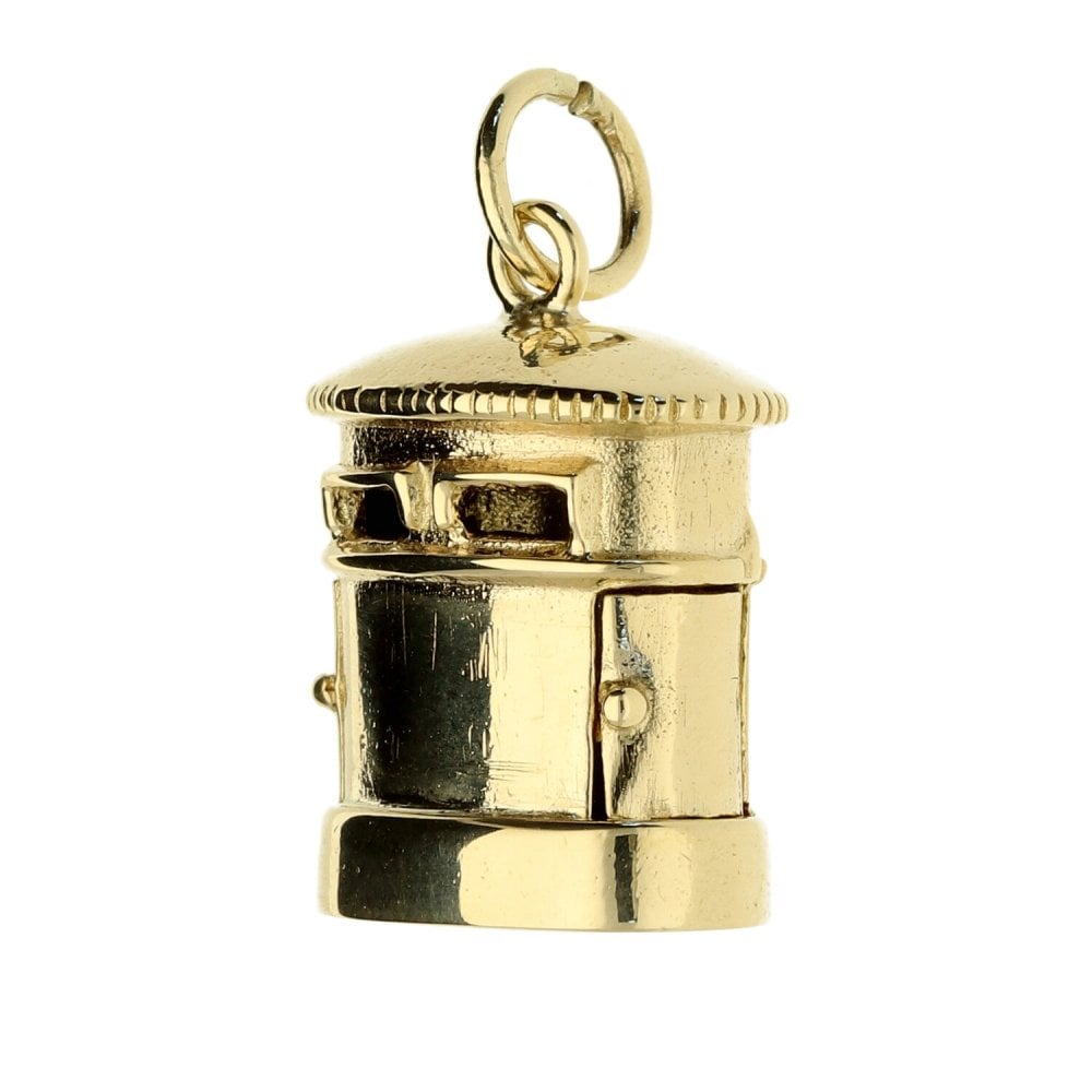 9ct Yellow Gold Pillar Box Charm - 16x17x10mm - 6.7g