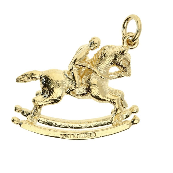 9ct Yellow Gold Racehorse & Jockey Charm