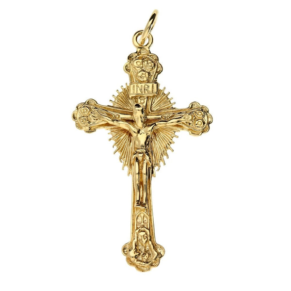 9ct Yellow Gold Sculptured and Patterned Cross Pendant