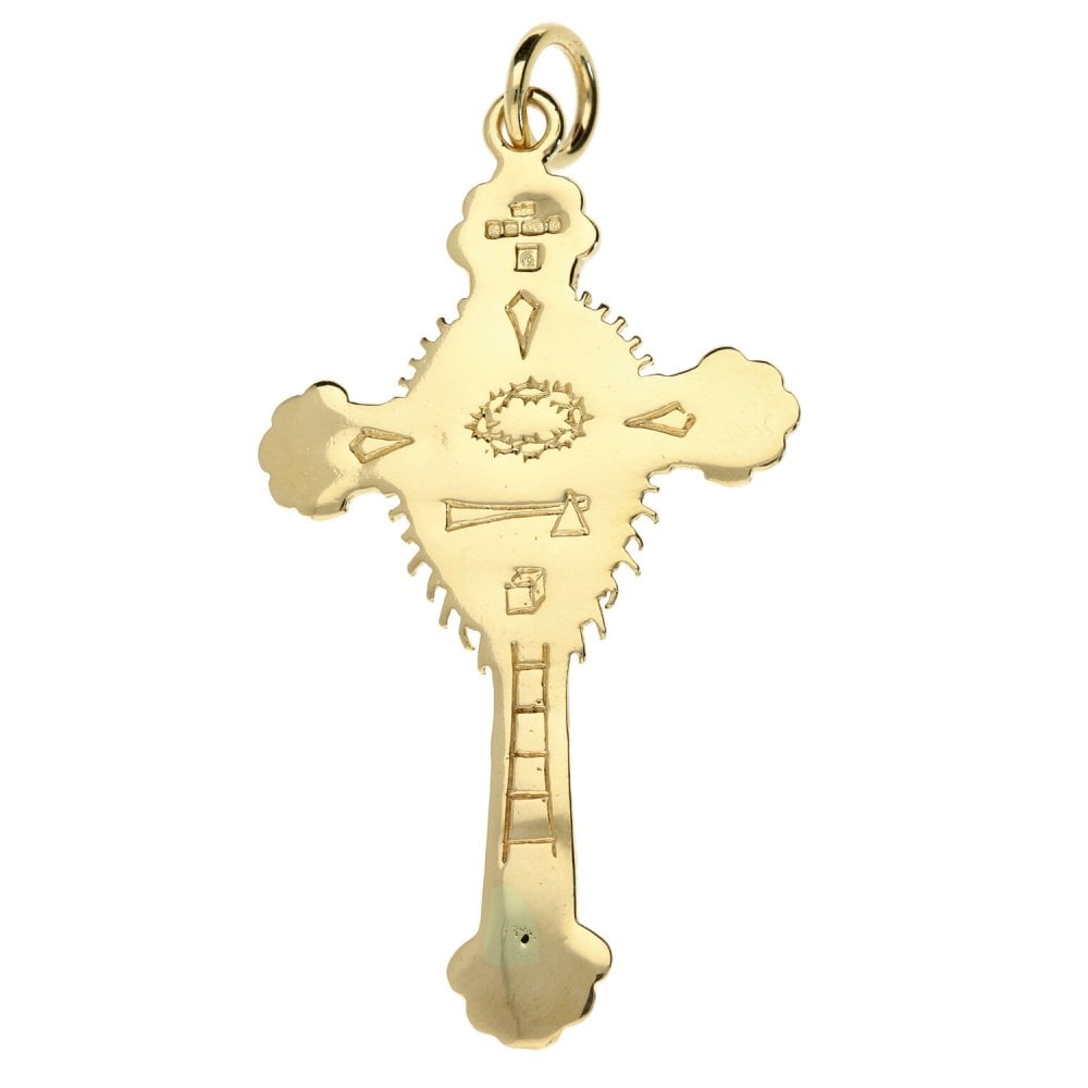 9ct Yellow Gold Sculptured and Patterned Cross Pendant