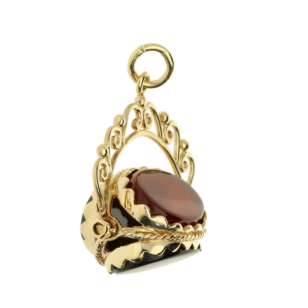 9ct Yellow Gold Rotating 3 Gem Fob Charm