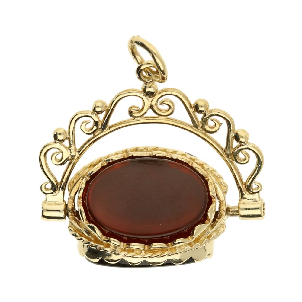 9ct Yellow Gold Rotating 3 Gem Fob Charm