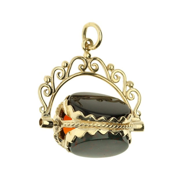 9ct Yellow Gold Rotating 3 Gem Fob Charm