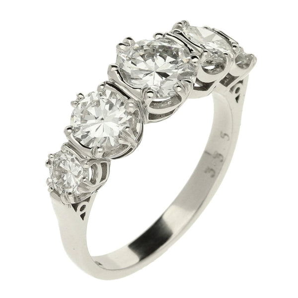 Platinum 5 Stone Diamond ring - 3.35ct - Size S½