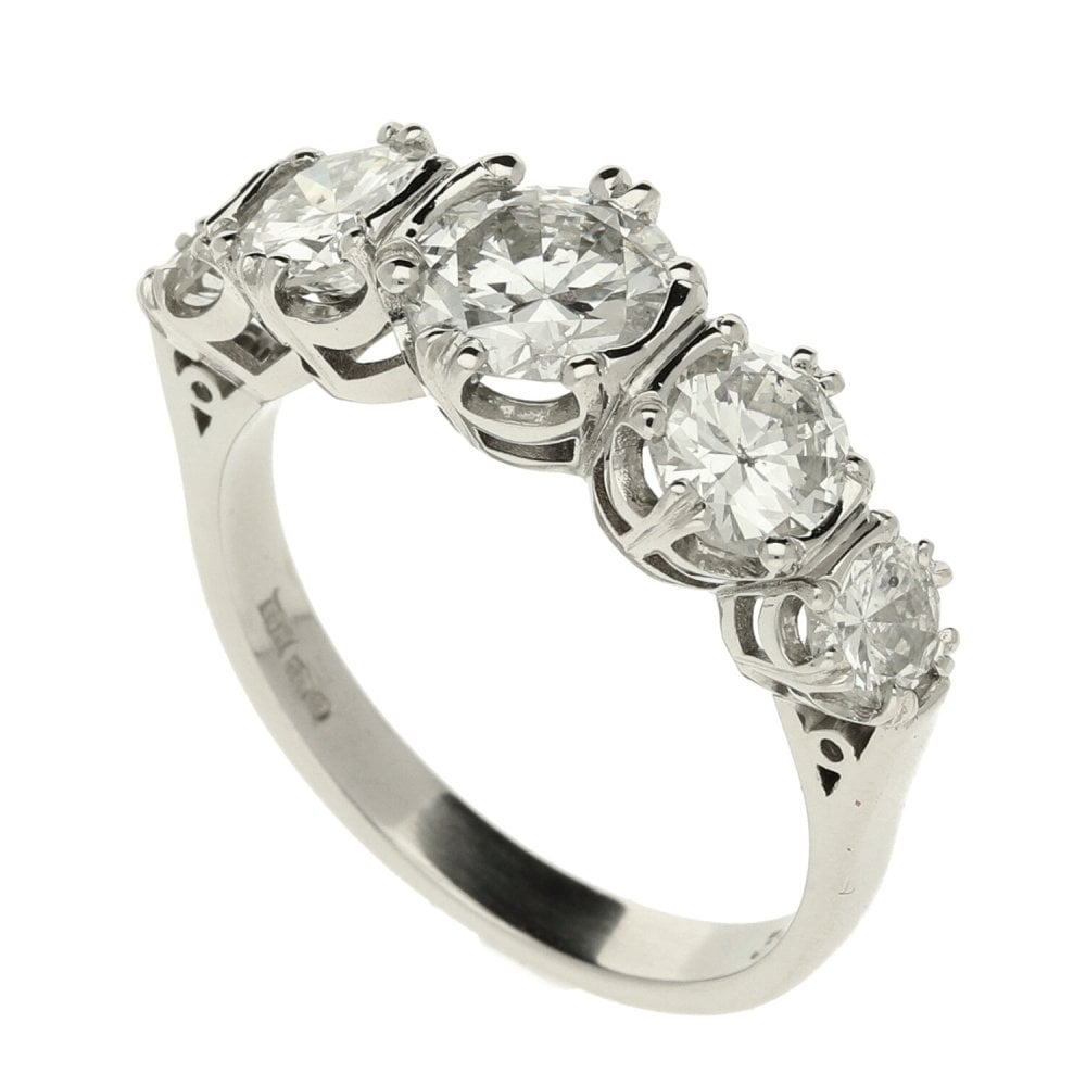 Platinum 5 Stone Diamond ring - 3.35ct - Size S½