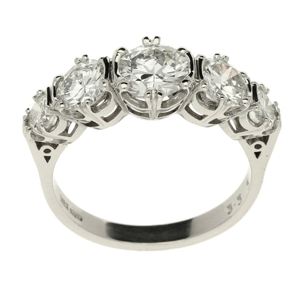 Platinum 5 Stone Diamond ring - 3.35ct - Size S½