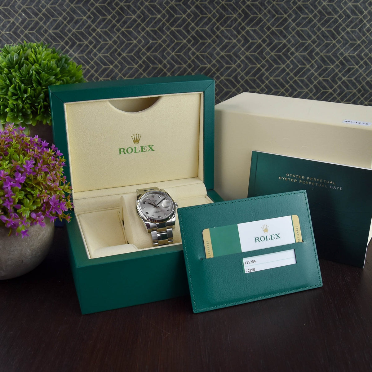 Oyster Perpetual Date 115234 - Silver Diamond Dial - 2014