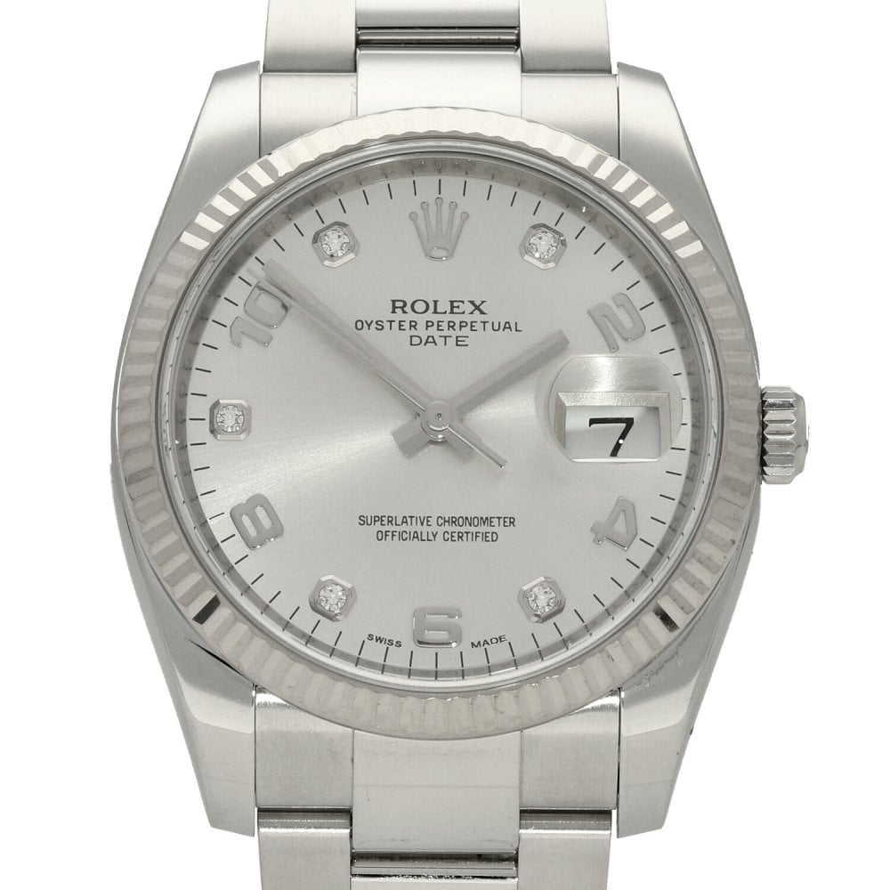 Oyster Perpetual Date 115234 - Silver Diamond Dial - 2014