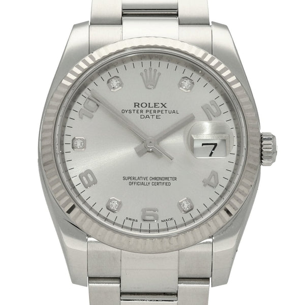 Oyster Perpetual Date 115234 - Silver Diamond Dial - 2014