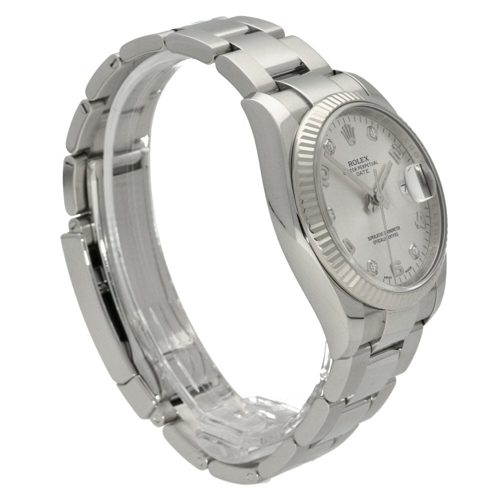 Oyster Perpetual Date 115234 - Silver Diamond Dial - 2014