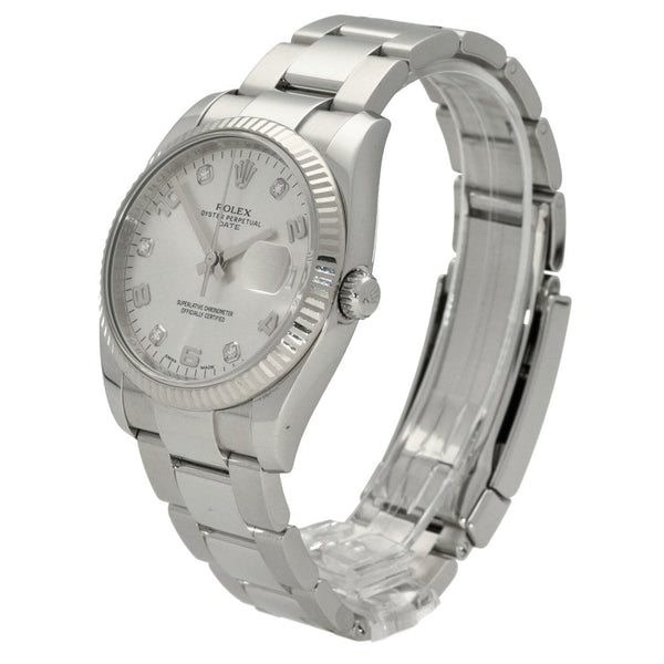 Oyster Perpetual Date 115234 - Silver Diamond Dial - 2014