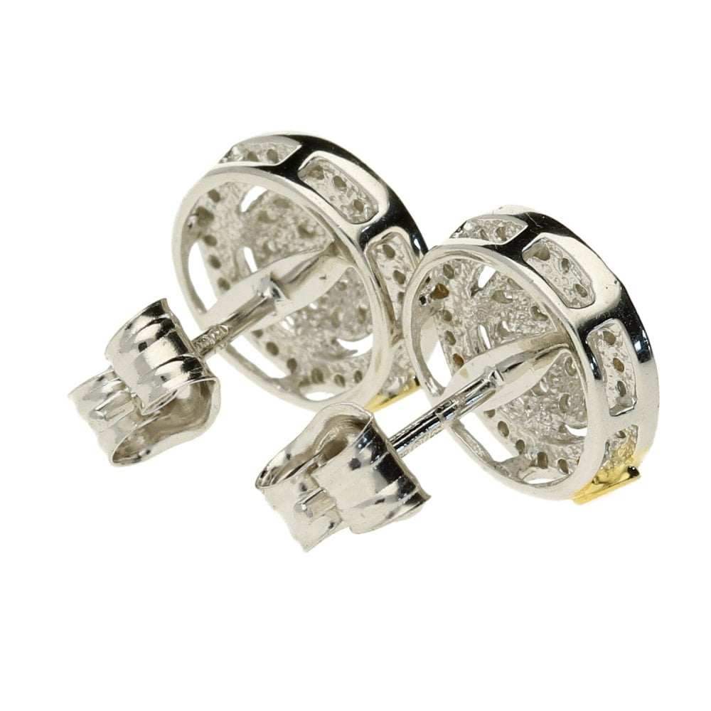 9ct White Gold Diamond Cluster Earrings -2.60g