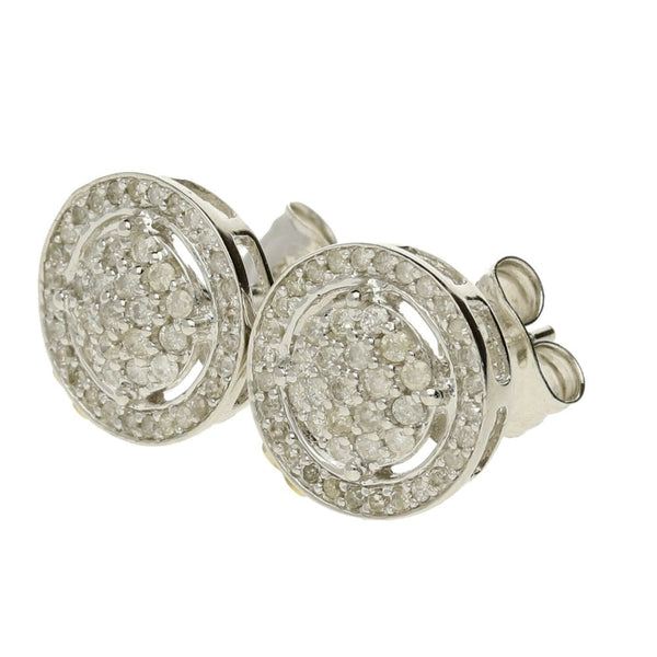 9ct White Gold Diamond Cluster Earrings -2.60g